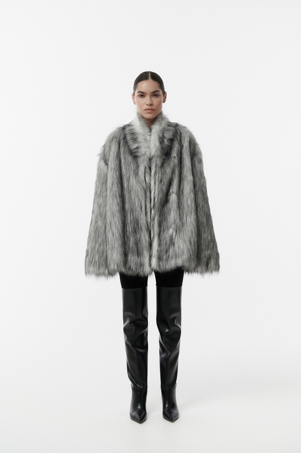 Fur coat Monica in gray
