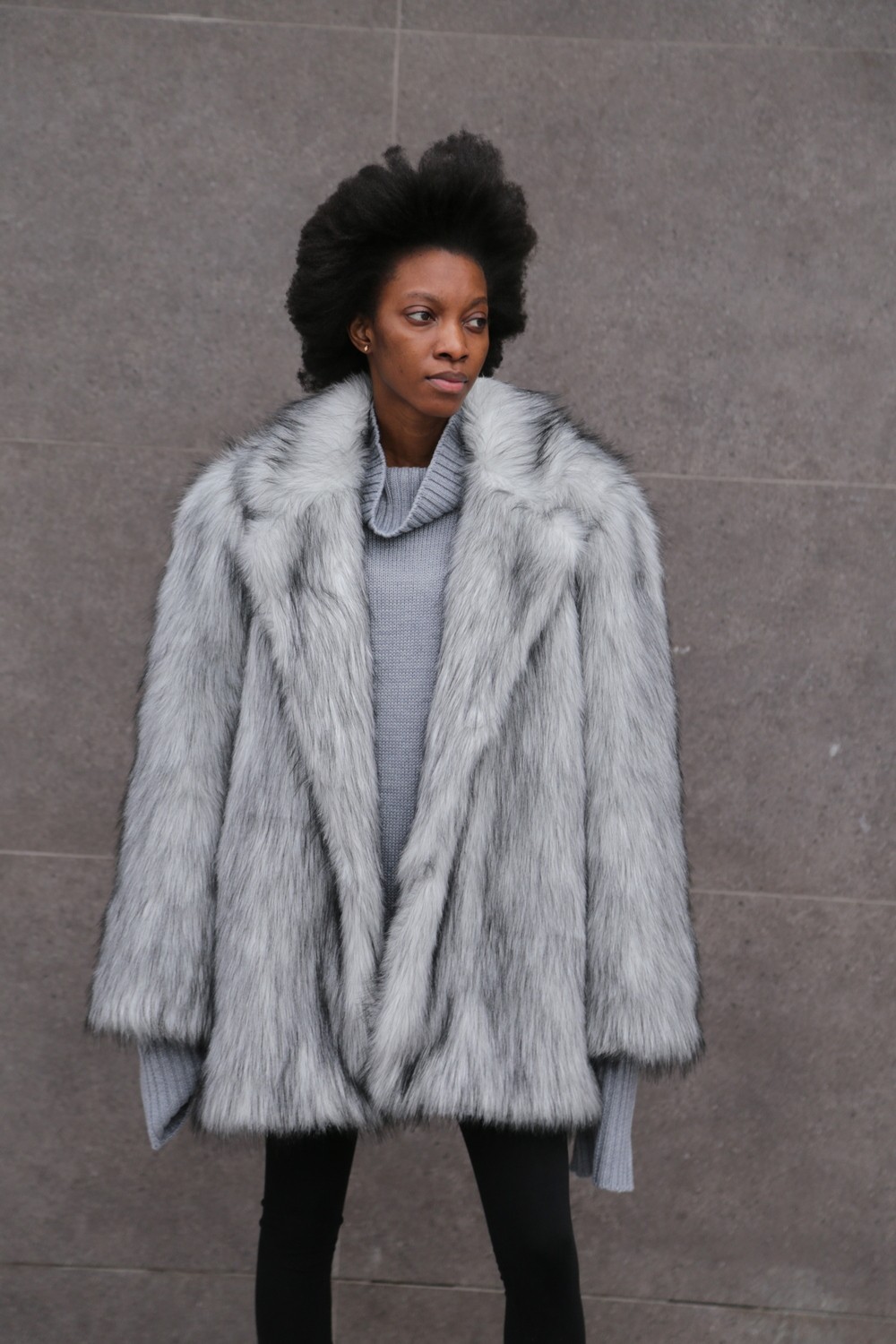Fur coat Monica in gray