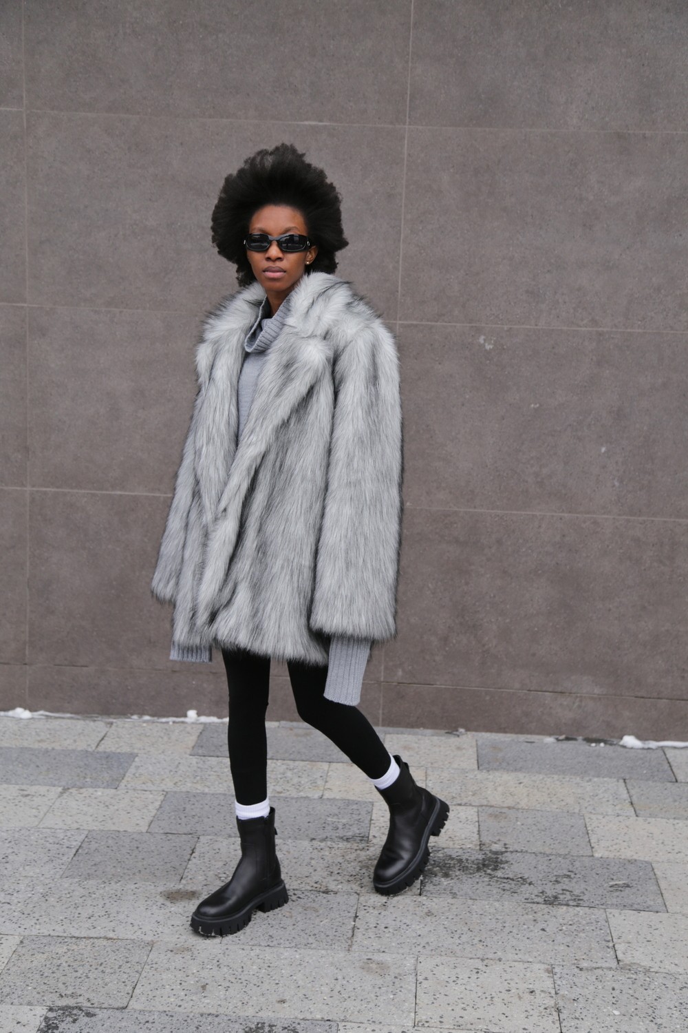 Fur coat Monica in gray
