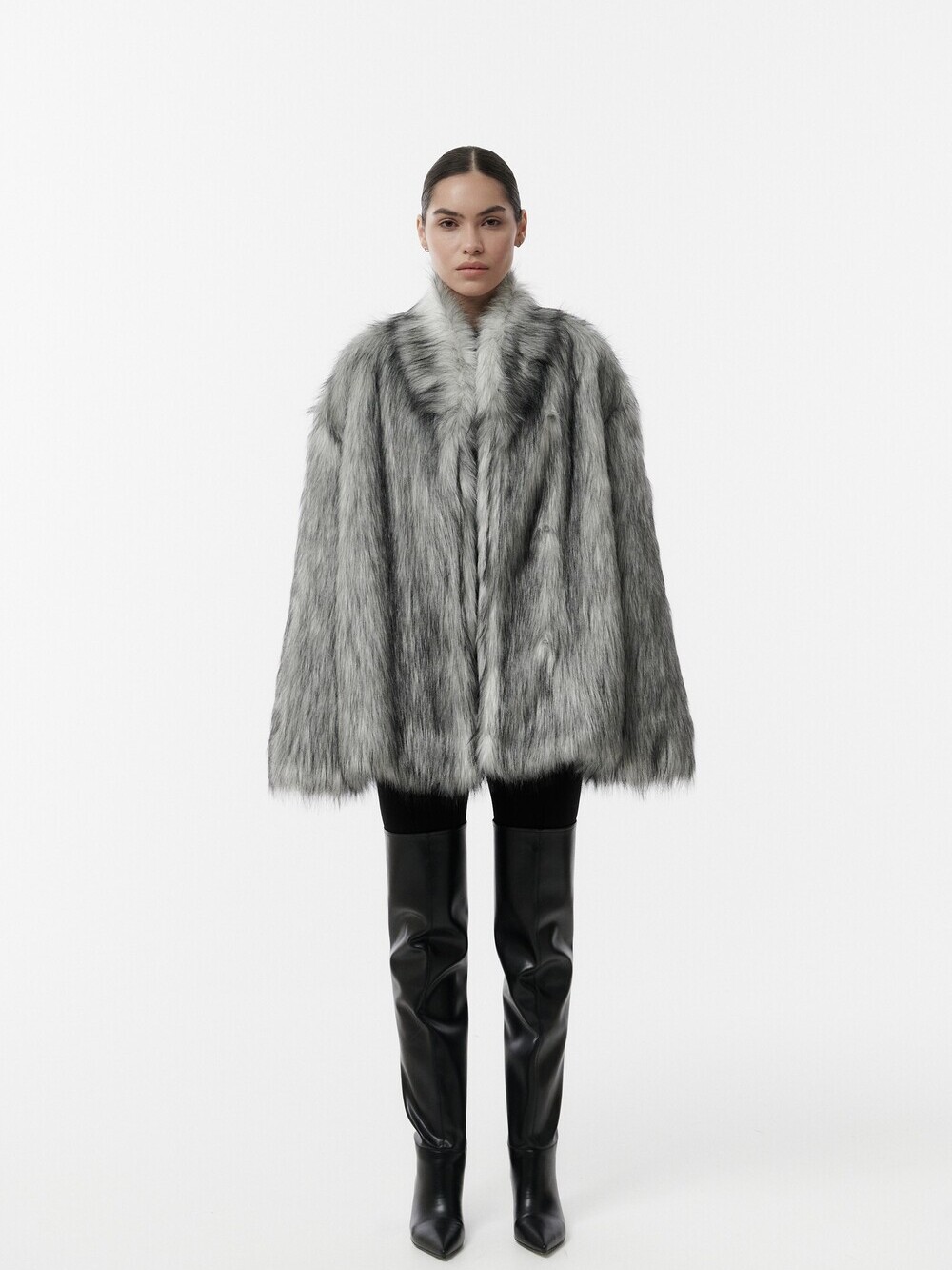 Fur coat Monica in gray