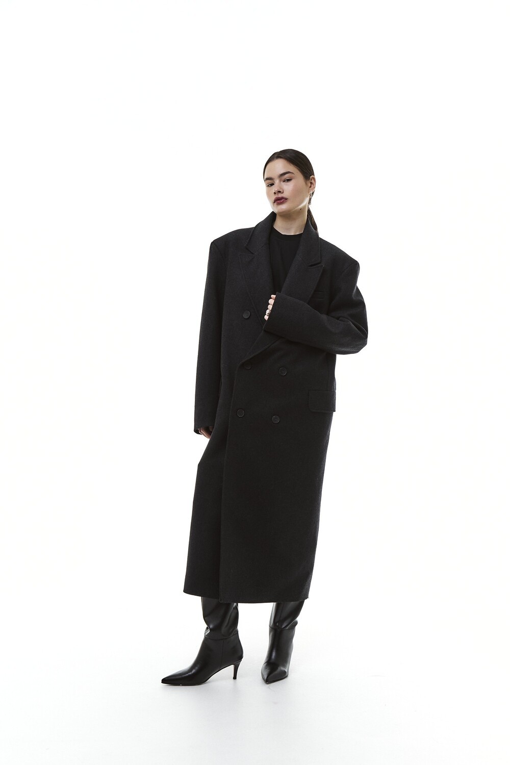 Insulated grandfather's coat black