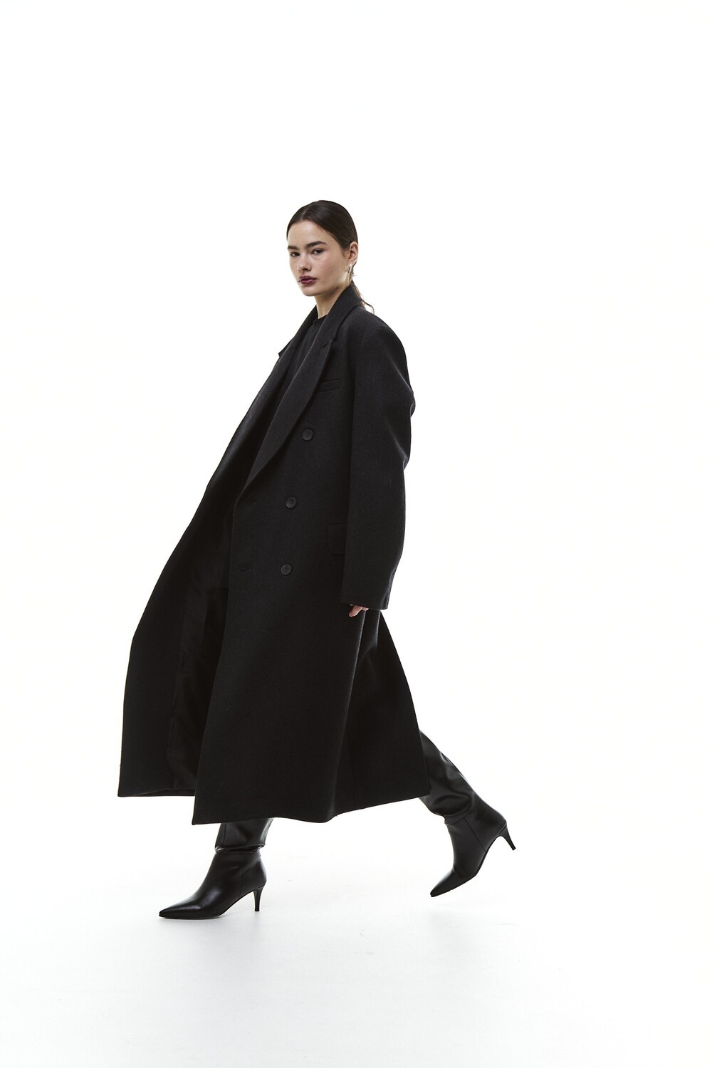 Insulated grandfather's coat black