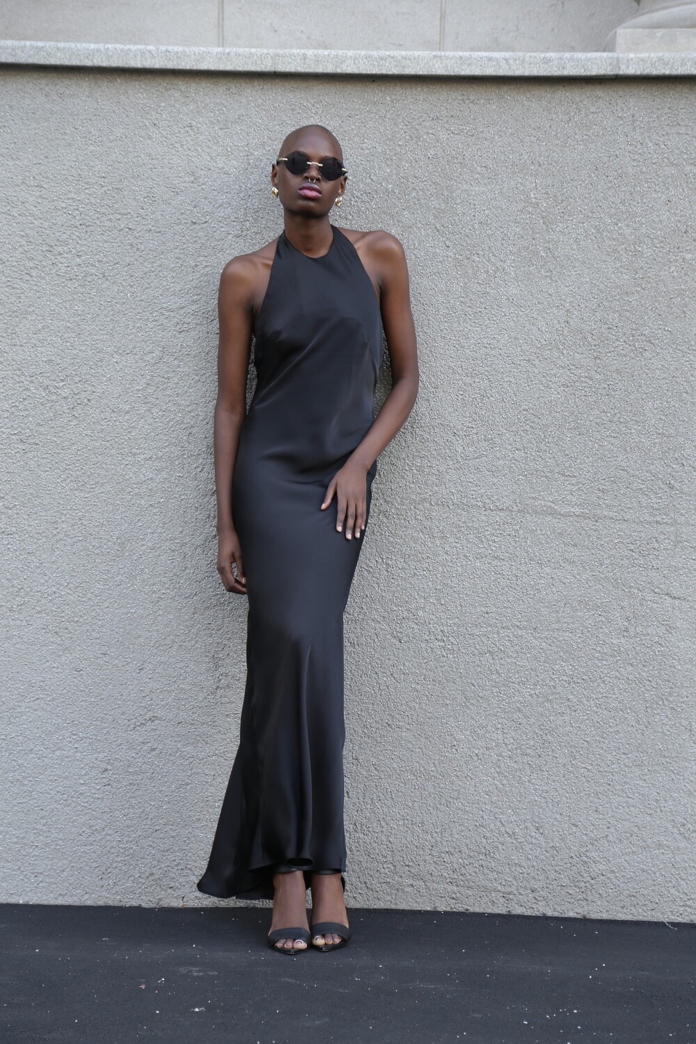 Black dress with train