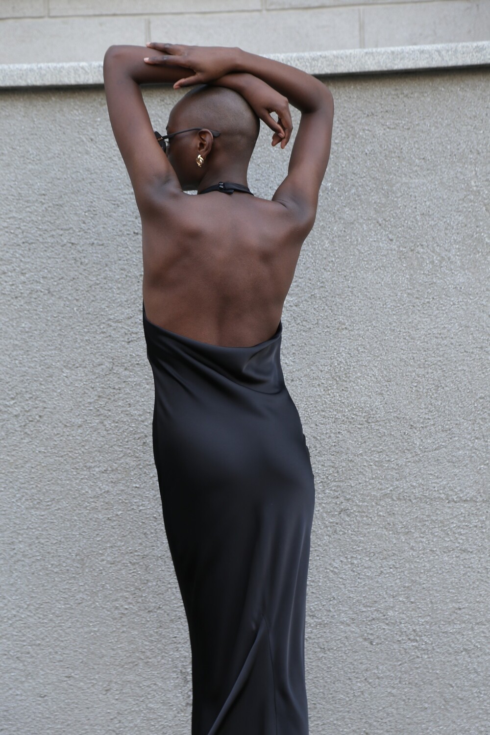 Black dress with train