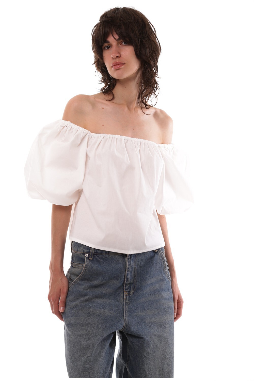 Top with puffed sleeves