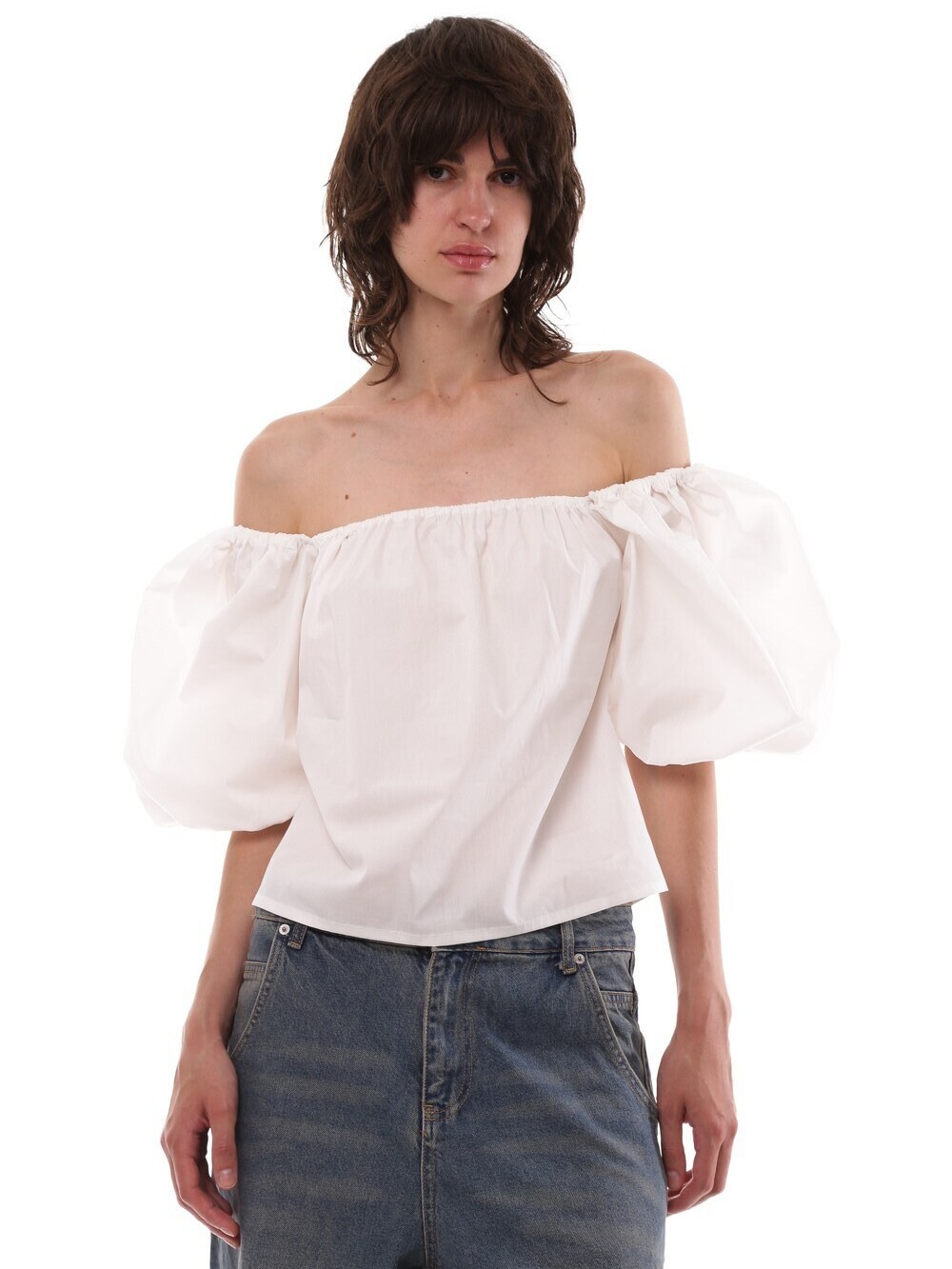 Top with puffed sleeves