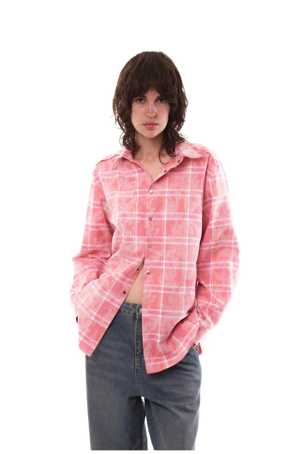 Pink raw edge shirt