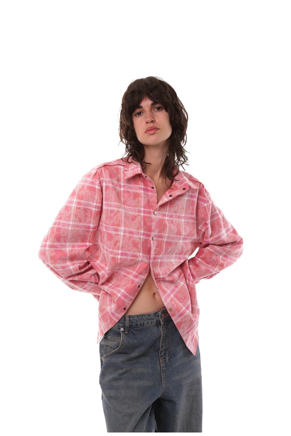 Pink raw edge shirt