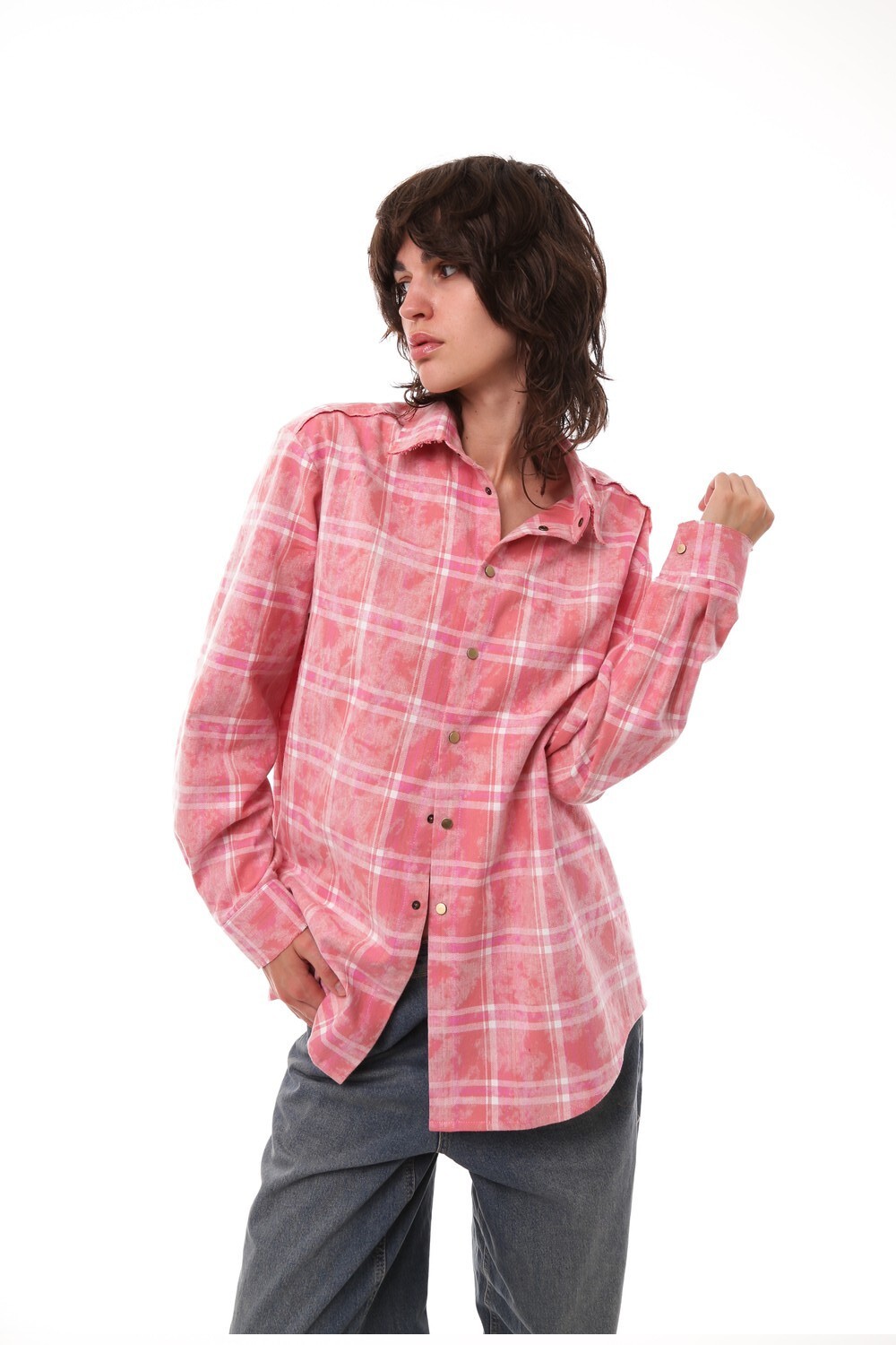 Pink raw edge shirt