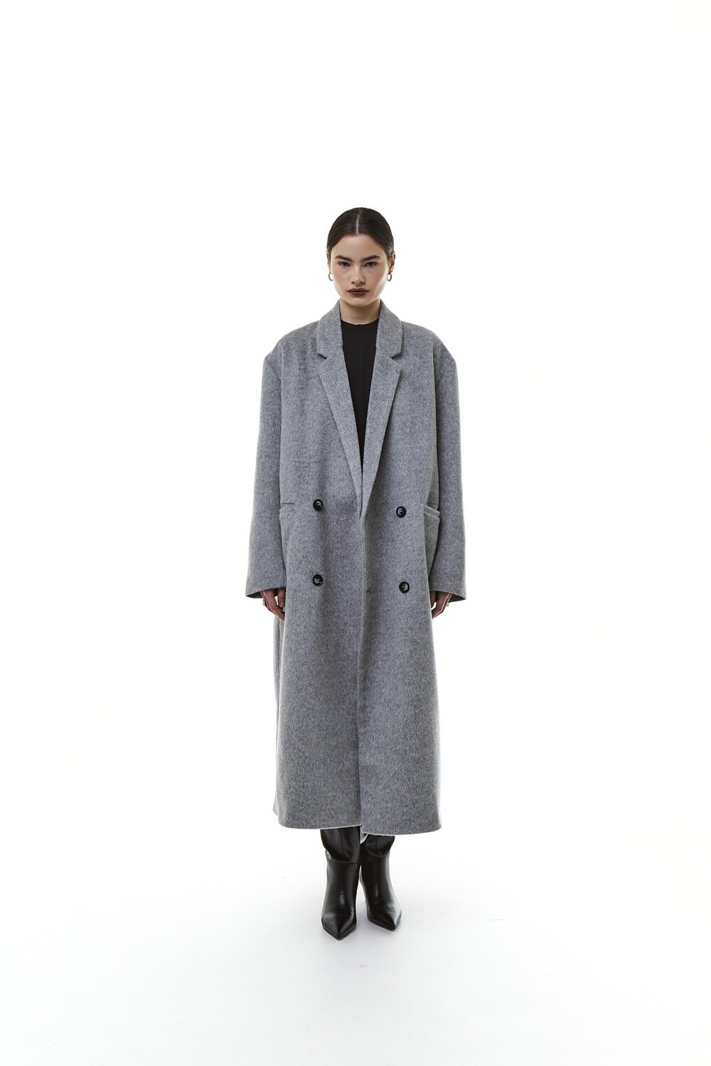 Gray insulated coat with leaf