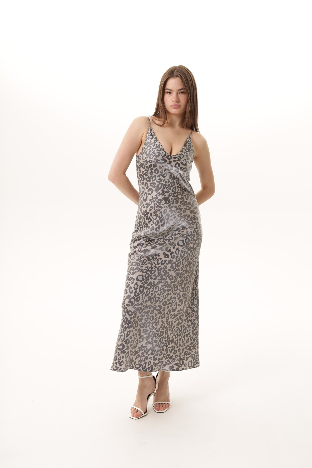 Dress - combination leopard grey
