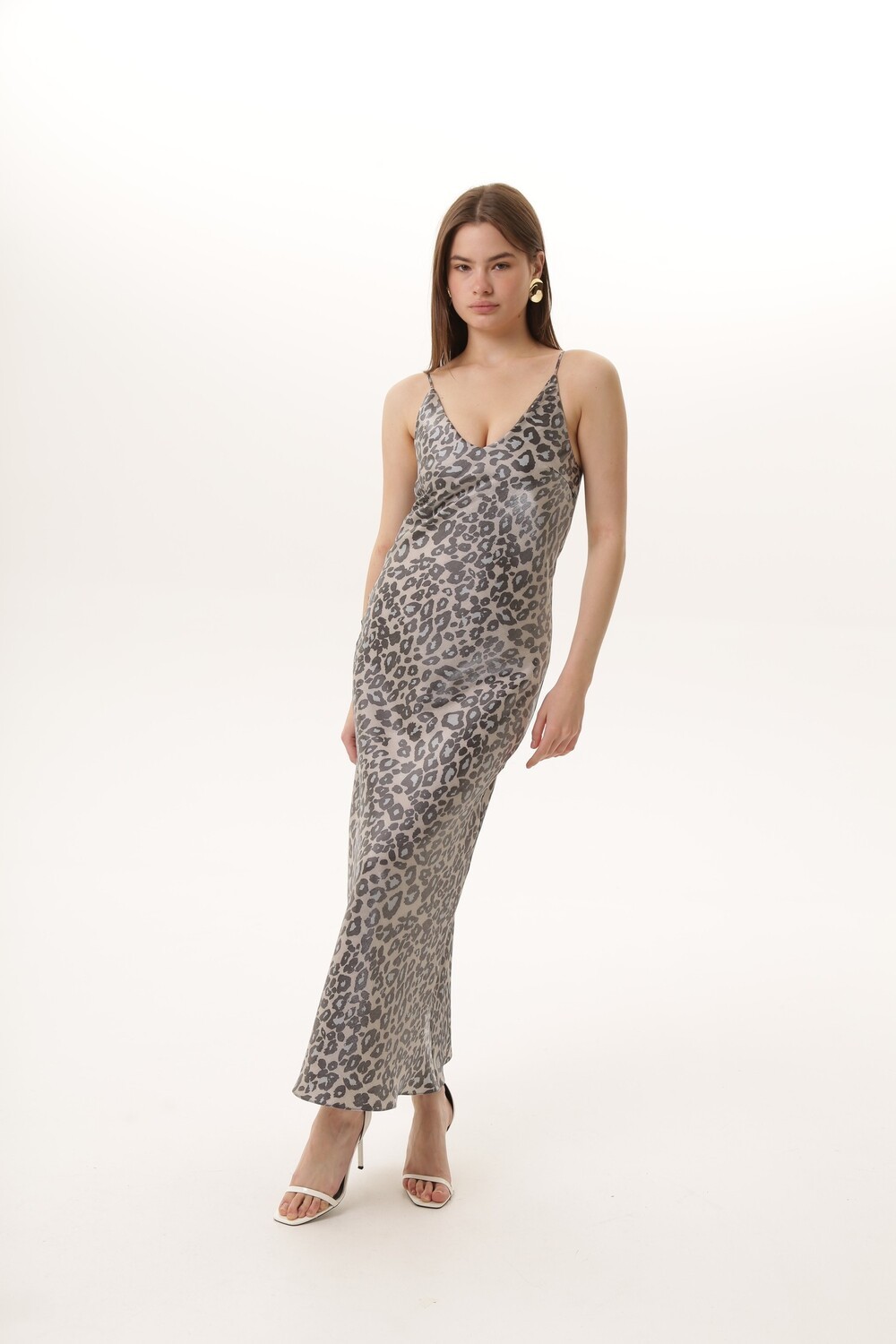 Dress - combination leopard grey