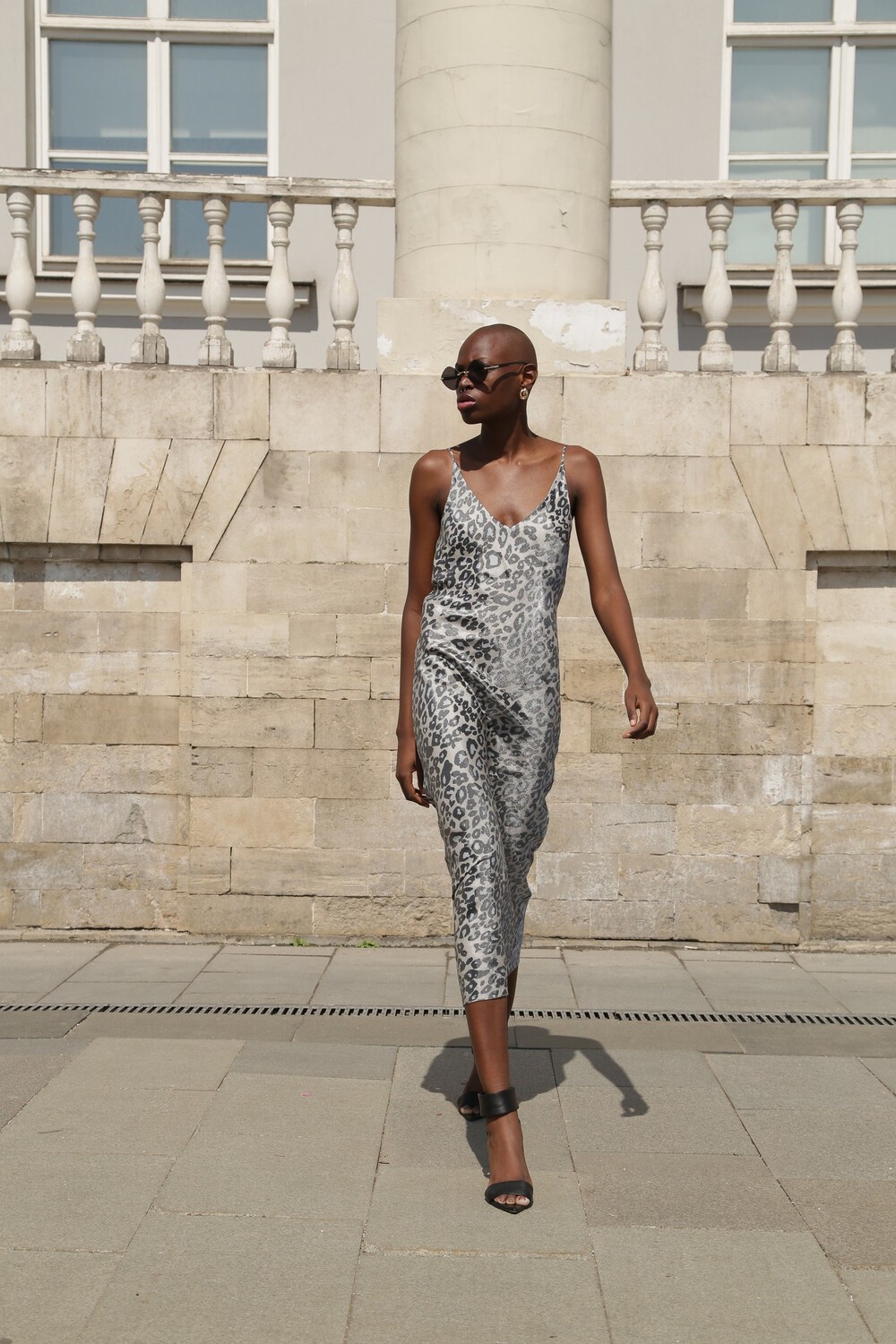 Dress - combination leopard grey