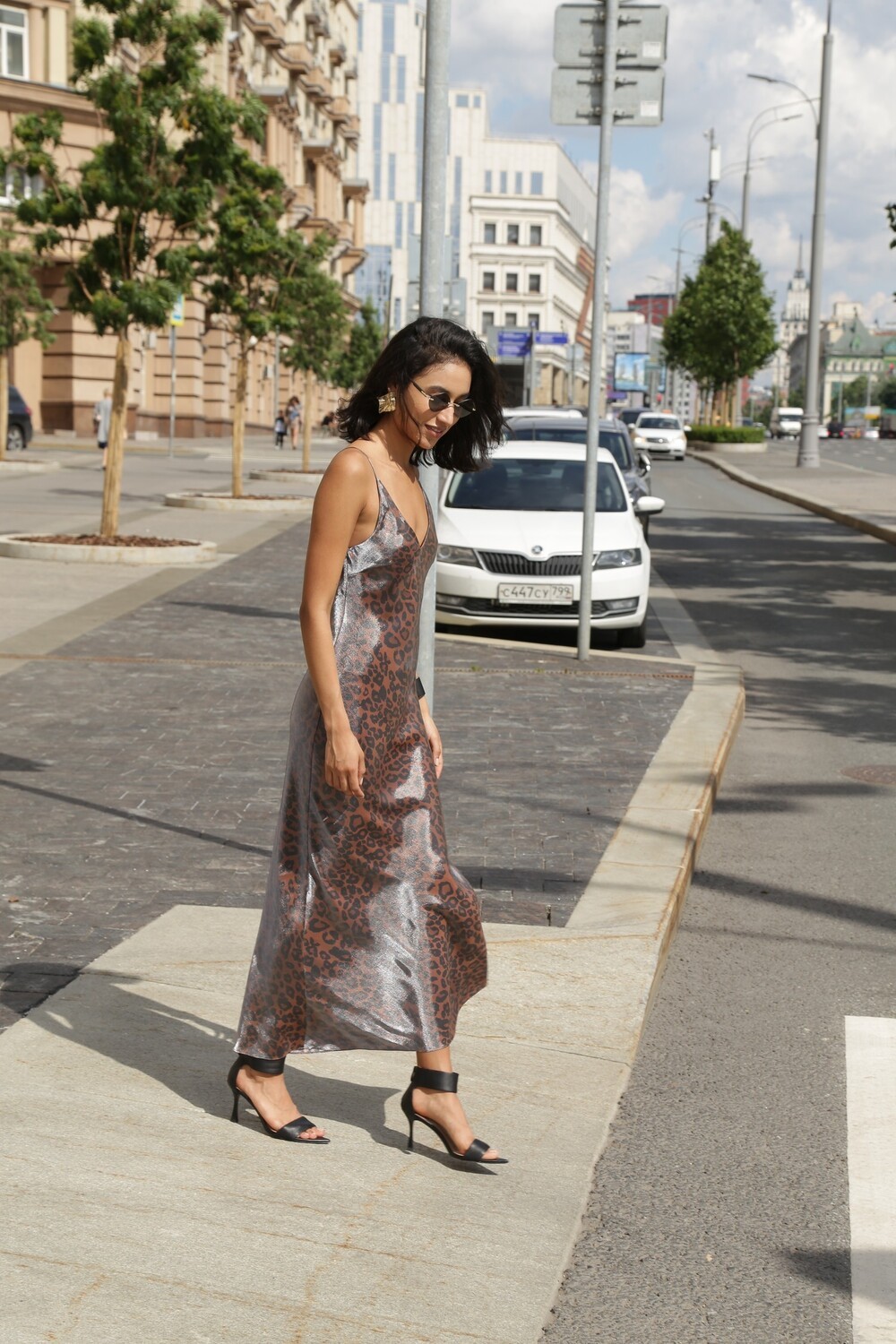 Brown leopard slip dress