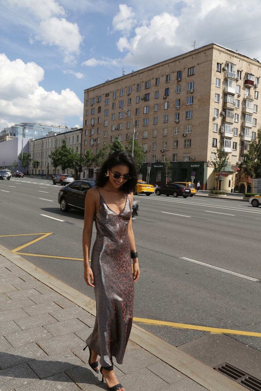 Brown leopard slip dress