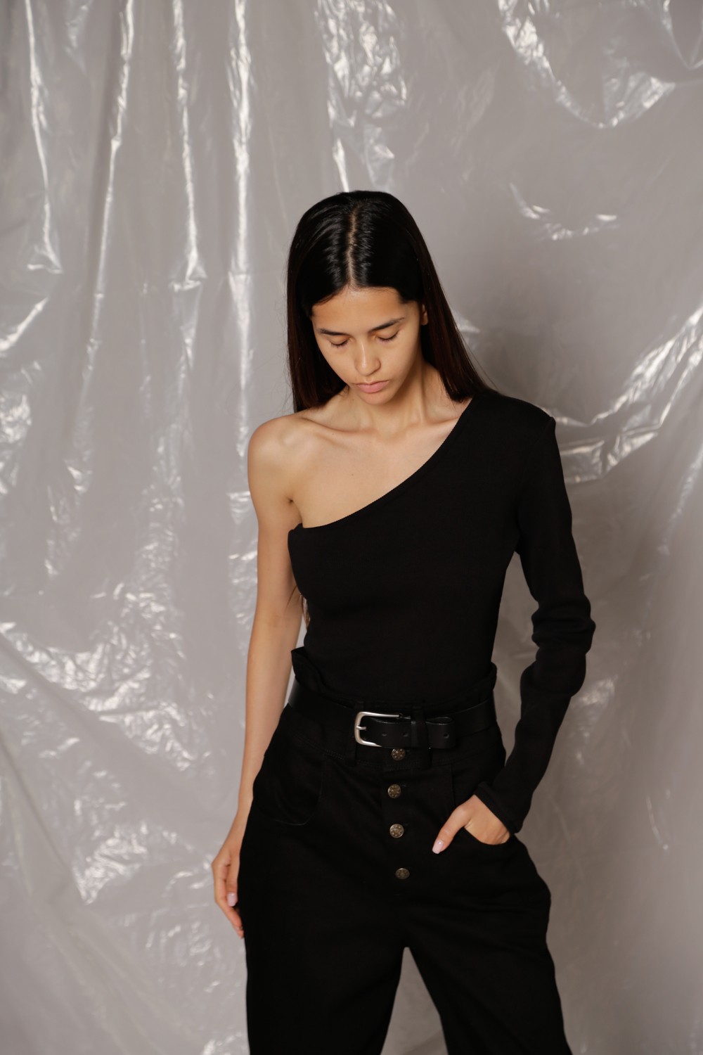 One-shoulder bodysuit