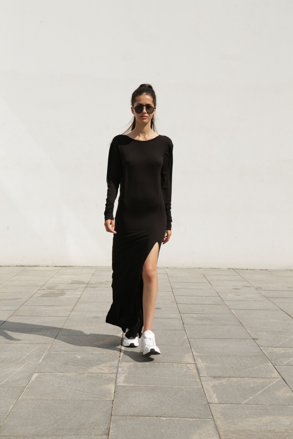 Black dress with open back