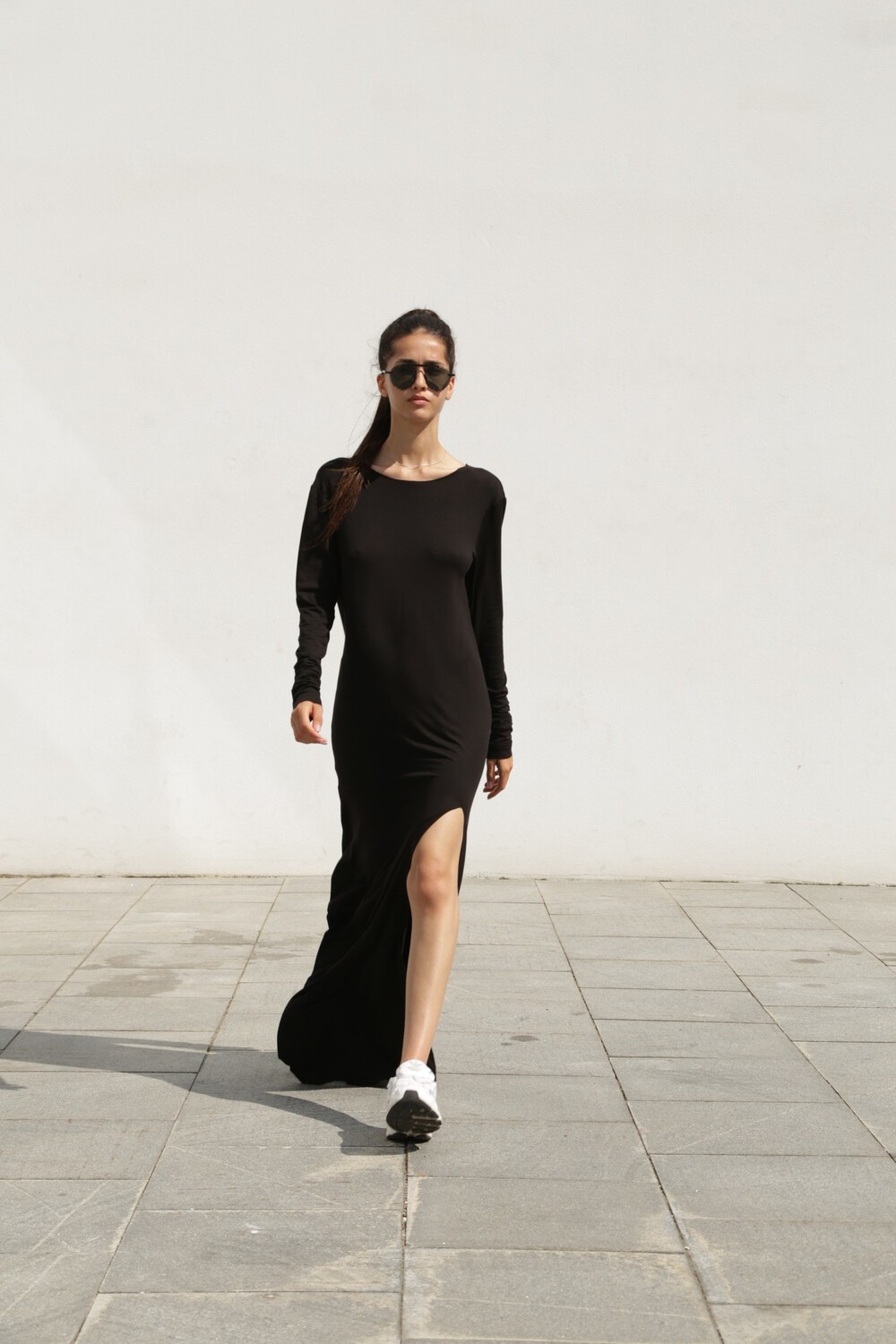 Black dress with open back