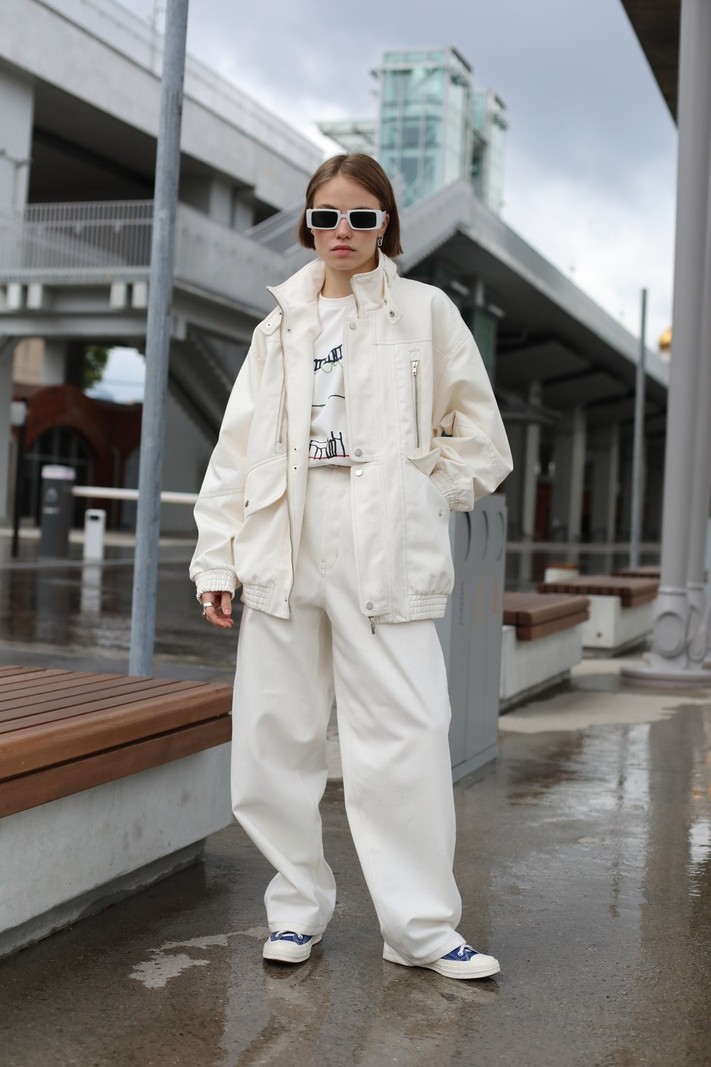 Jeans jacket in milky color