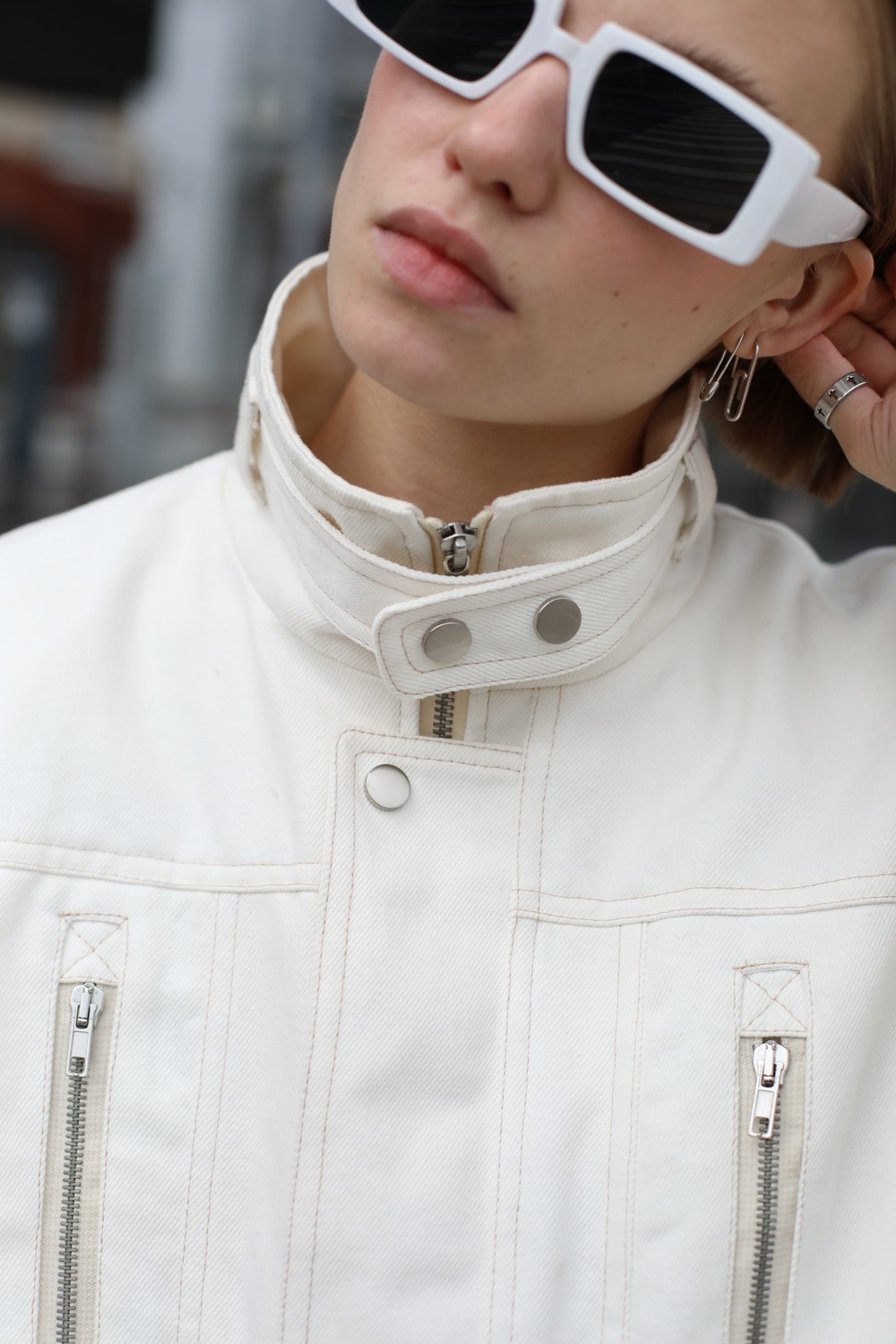 Jeans jacket in milky color