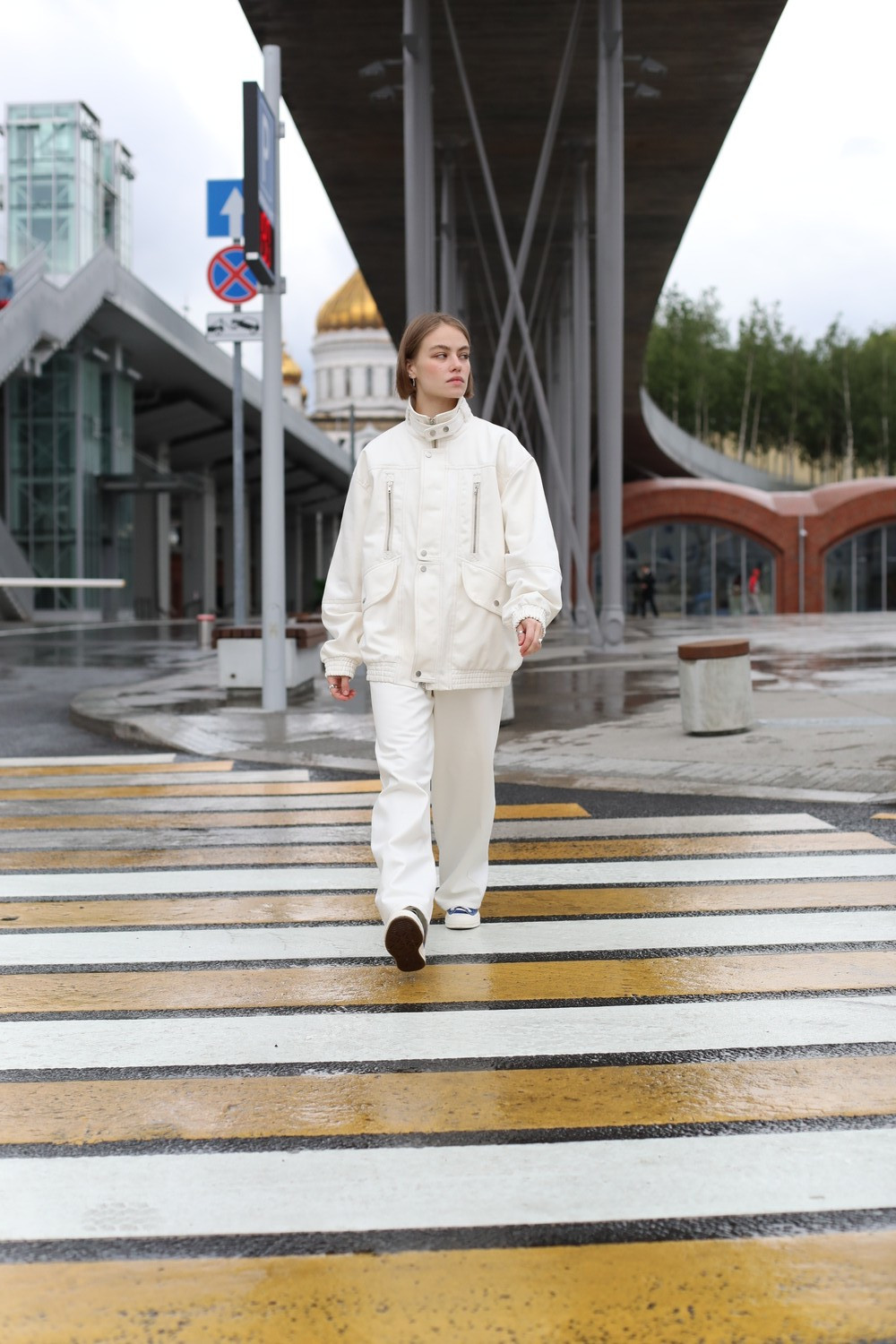 Jeans jacket in milky color