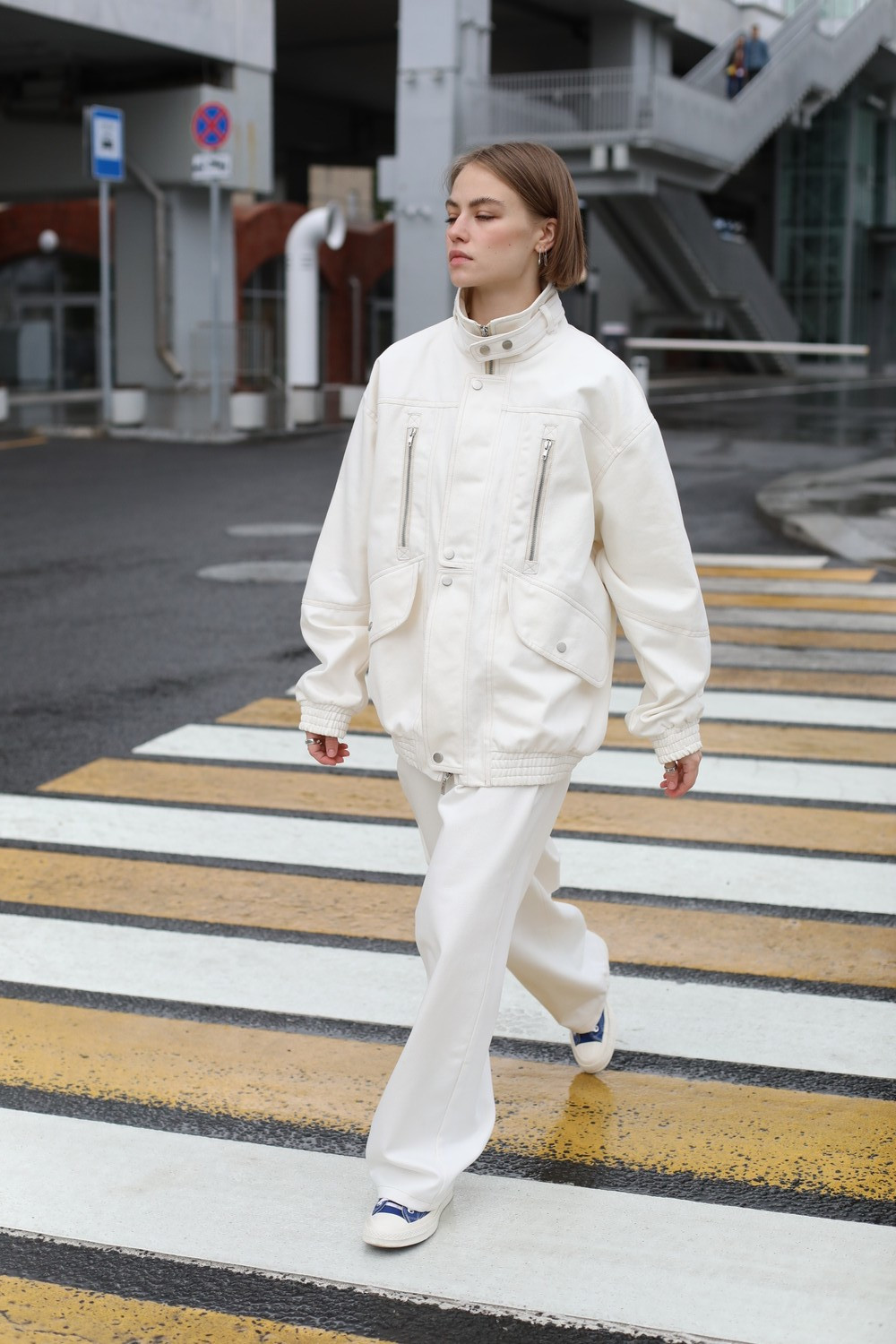 Jeans jacket in milky color