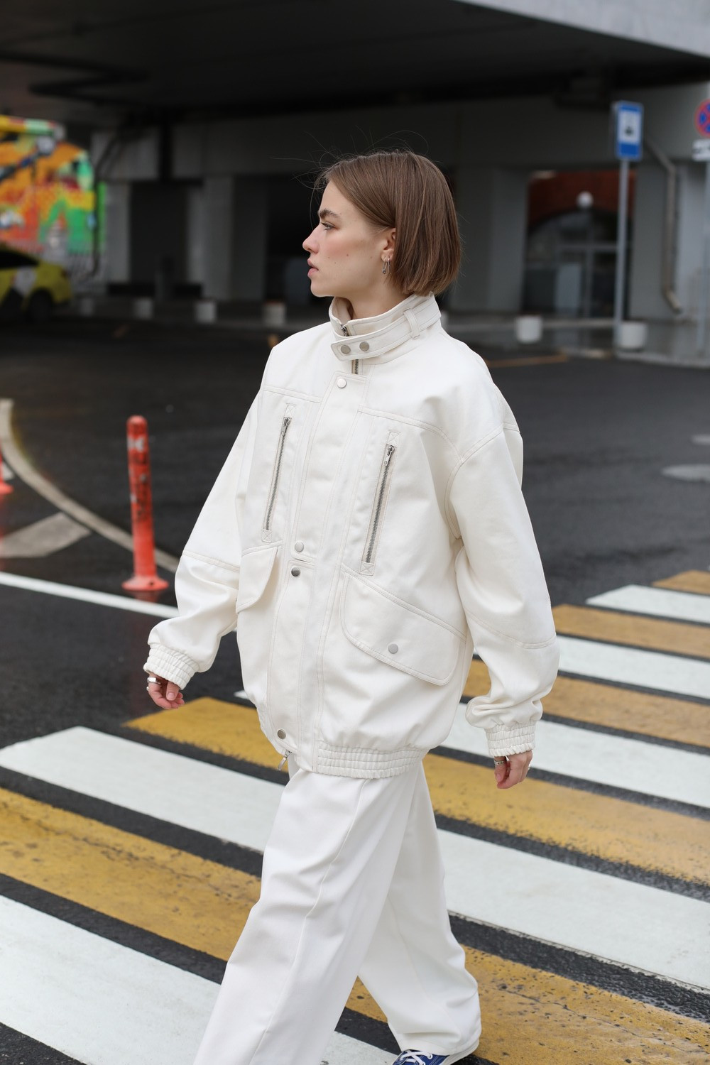 Jeans jacket in milky color